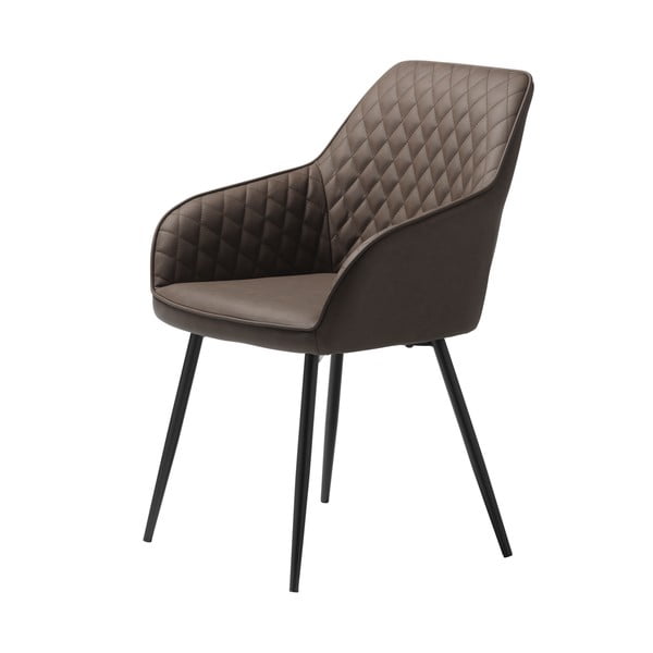 Rjav oblazinjen jedilni stol z nasloni za roke Milton – Unique Furniture-image-2