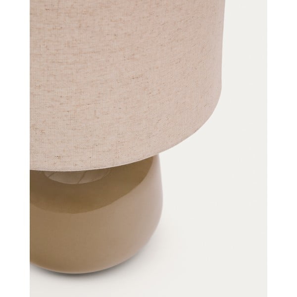 Bež keramična namizna svetilka s tekstilnim senčilom (višina 40 cm) Tay – Kave Home-image-4