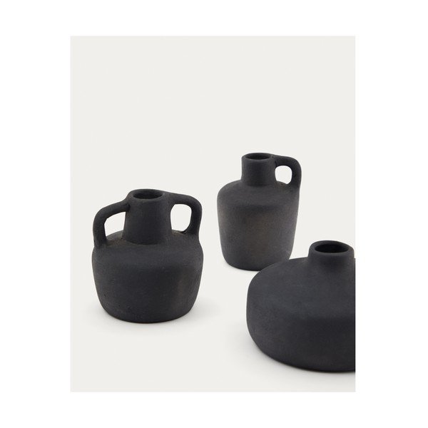 Črne vaze iz terakote (višina 6 cm) v kompletu 3 ks Sofra – Kave Home-image-1
