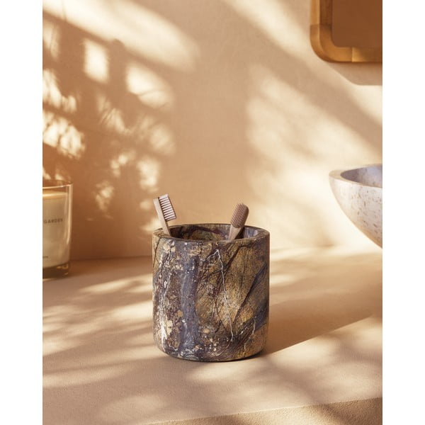 Marmorni lonček za zobne ščetke v naravni barvi Spalsh – Kave Home-image-1