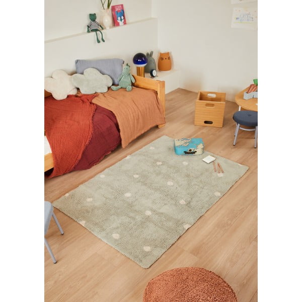 Mentolno zelena pralna ročno tkana bombažna otroška preproga 100x150 cm Mini Dot Blue Sage – Lorena Canals-image-3