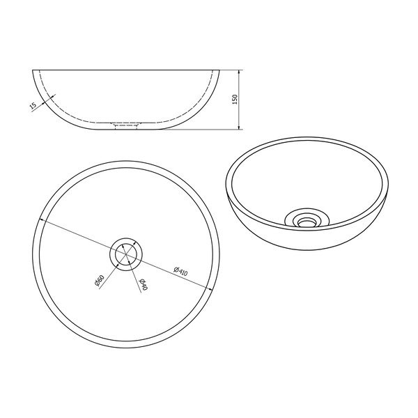 Rjav keramičen okrogel umivalnik ø 41 cm Priori – Sapho-image-3