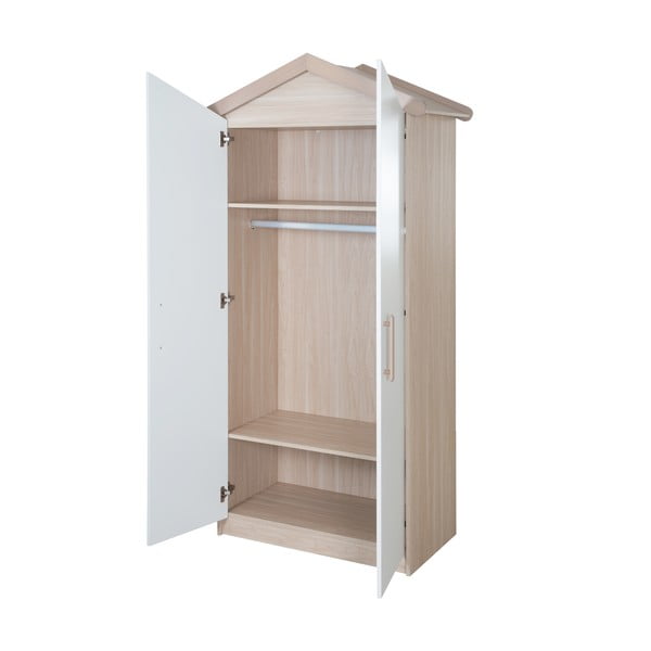 Bela/naravna otroška garderobna omara v hrastovem dekorju 96x190x50 cm Cabane – Roba-image-4