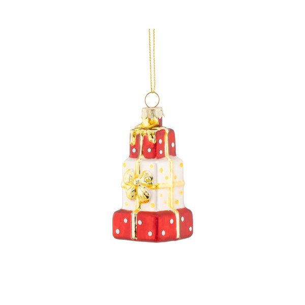 Steklen okrasek za jelko 4 cm Stack of Presents – Sass & Belle