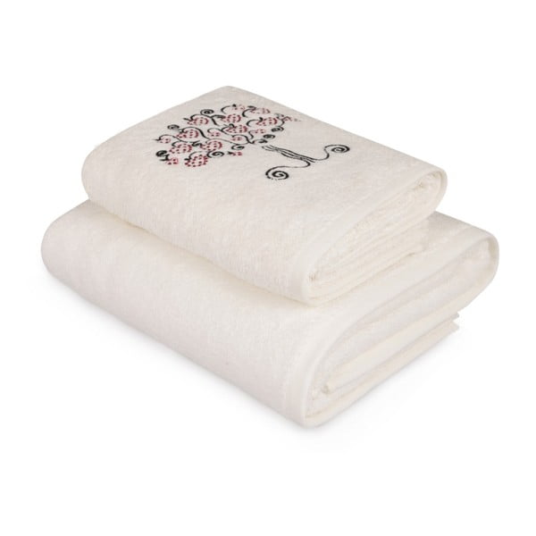 Komplet bele brisače in bele kopalne brisače s pisanimi podrobnostmi Arbre