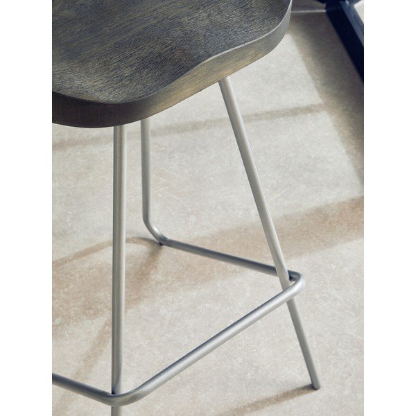 Barsko stol iz masivnega bresta v srebrni barvi/v naravni barvi (višina sedeža 78 cm) District – Premier Housewares-image-3
