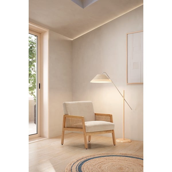 Bež pleten fotelj iz rebrastega žameta Debra – Marckeric-image-1