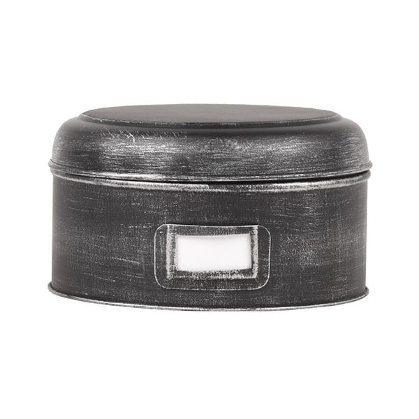 Črna kovinska škatla LABEL51 Antigue, ⌀ 21,5 cm