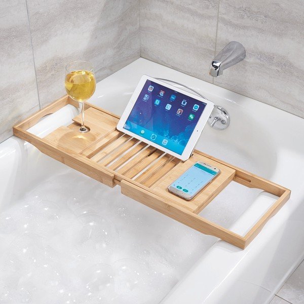 Bambusova nastavljiva polica za kopalno kad iDesign Formbu-image-1