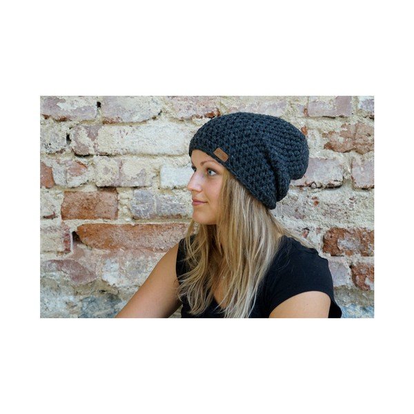 Temno siva ročno kvačkana kapa DOKE Night-image-4