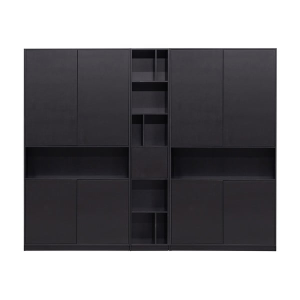 Črna modularna knjižna polica iz masivnega bora 260x210 cm Finca – WOOOD