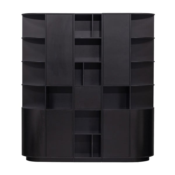 Črna modularna knjižna polica iz masivnega bora 196x210 cm Finca – WOOOD