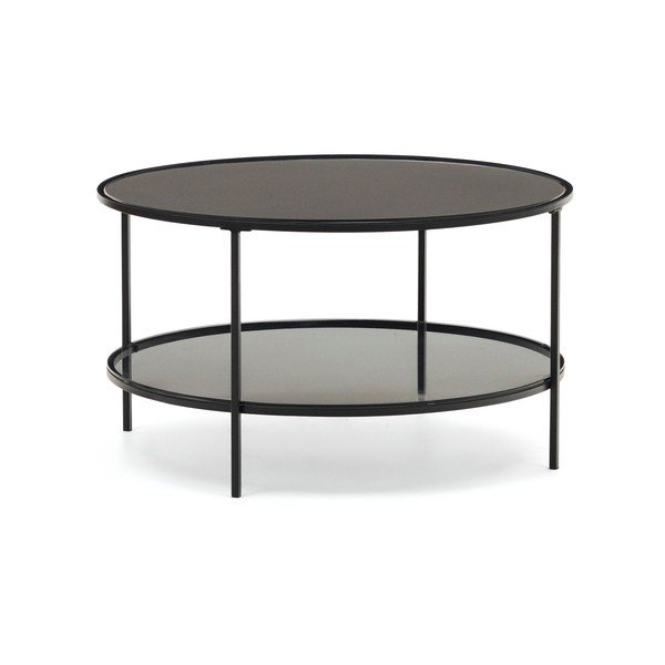 Črna okrogla mizica s stekleno mizno ploščo ø 80 cm Gilda – Kave Home