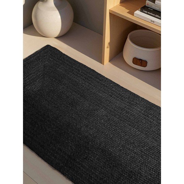 Črn obojestranski/ročno tkan tekač iz jute 80x200 cm Juno – Hanse Home-image-2