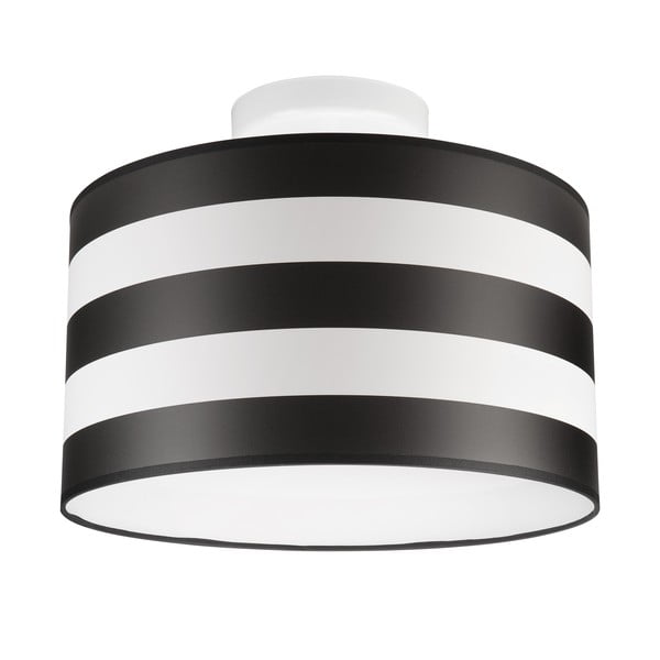 Črna/bela stropna svetilka s tekstilnim senčnikom ø 35 cm Print – LAMKUR