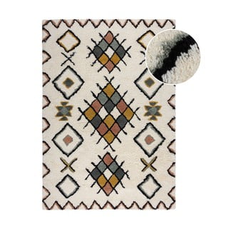 Kremno bela ročno tkana volnena preproga 120x170 cm Moroccan Midar – Flair Rugs