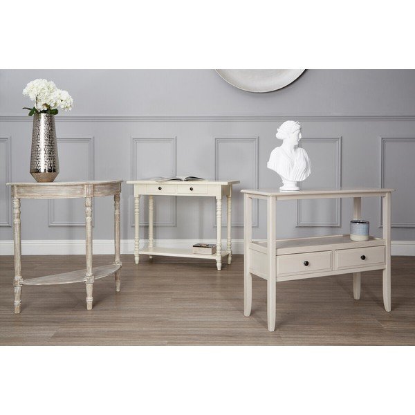 Slonokoščena stranska mizica iz masivnega bora 35x96 cm Heritage – Premier Housewares-image-3