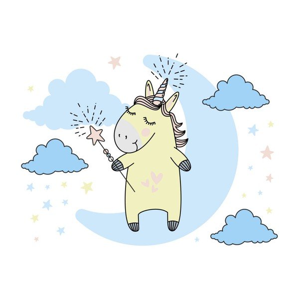 Komplet stenskih nalepk Ambiance Unicorn in The Sky-image-2