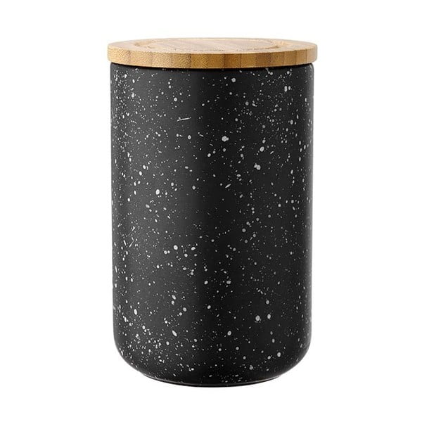 Ladelle Speckle črna keramična posoda z bambusovim pokrovom, višina 17 cm