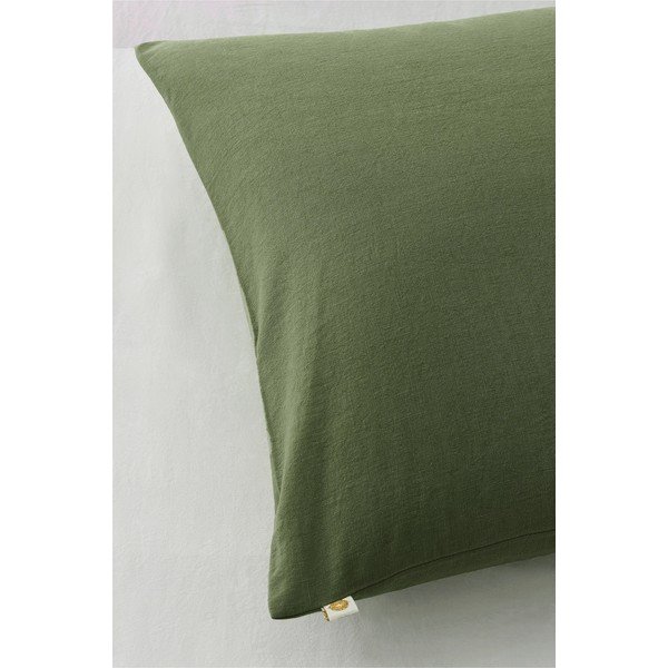 Zelena enojna posteljnina iz mešanice lana 150x200 cm Elly – Ellos Home-image-3