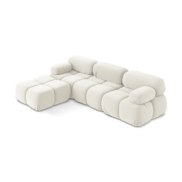 Bela žametna kotna sedežna garnitura Lokua – Makamii-image-2