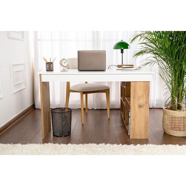 Pisalna miza v borovem dekorju 120x130 cm Vesper – Kalune Design-image-4