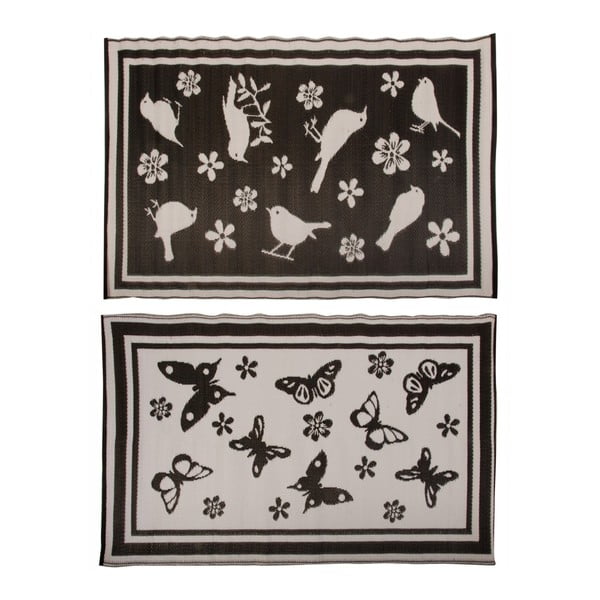 Komplet 2 črno-belih vrtnih preprog Esschert Design, 180 x 118,5 cm