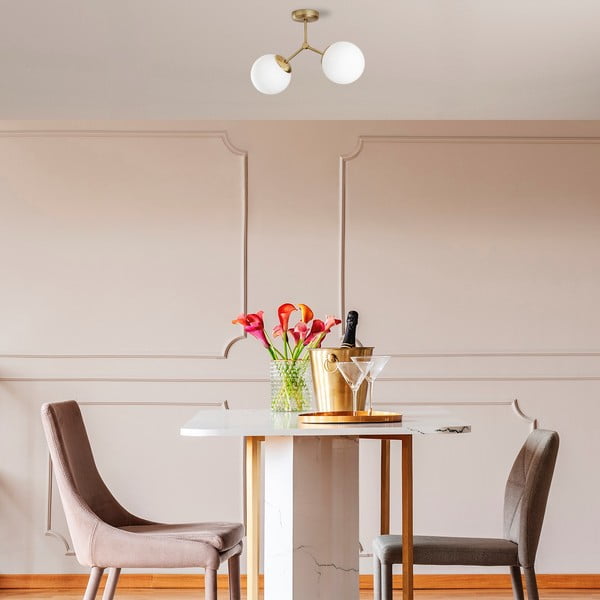 Bela/medeninasta stropna svetilka s steklenim senčilom 15x44 cm Damar – Opviq lights-image-1