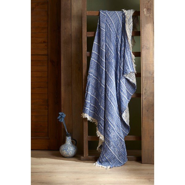 Modro muslinsko pregrinjalo za zakonsko posteljo 220x240 cm Etno - Mijolnir-image-2