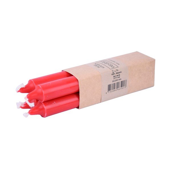 Komplet 4 rdečih dolgih sveč Ego Dekor ED, čas gorenja 7 h-image-2