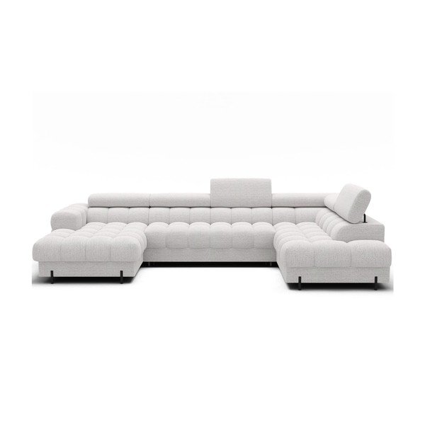 Kremno bela raztegljiva kotna sedežna garnitura iz tkanine bouclé (desni kot/v obliki črke "U") Feraria – ELTAP