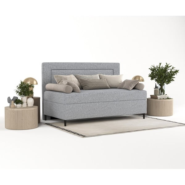 Siva oblazinjena postelja 100x200 cm Alba – Maison de Rêve-image-2