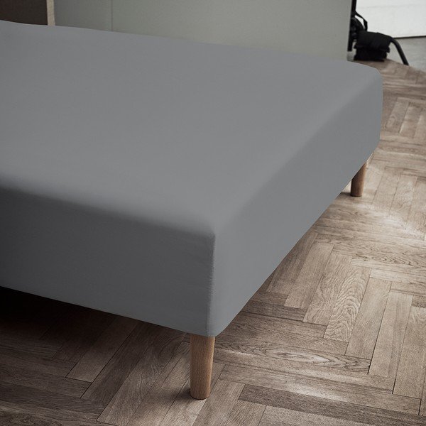 Siva napenjalna rjuha iz bombažnega perkala 90x200 cm Percale – JUNA-image-1
