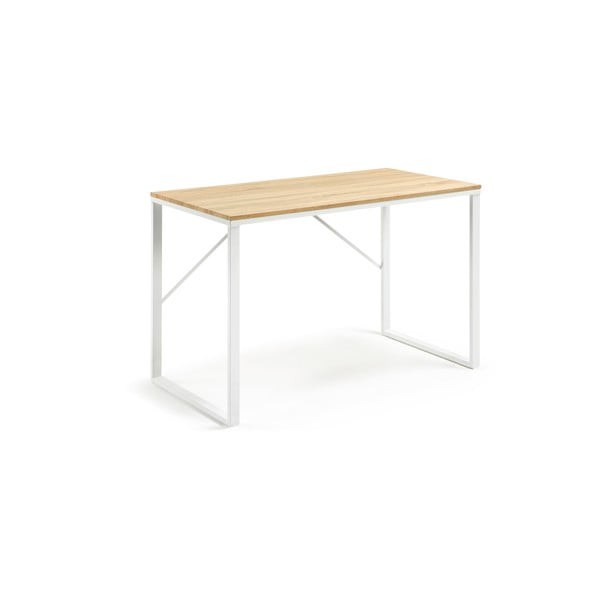 Bela pisalna miza z leseno ploščo Kave Home Lisbet-image-3