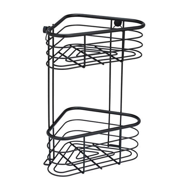 Črna kotna polica za tuš Wenko Trestina, 25 x 35 cm-image-2