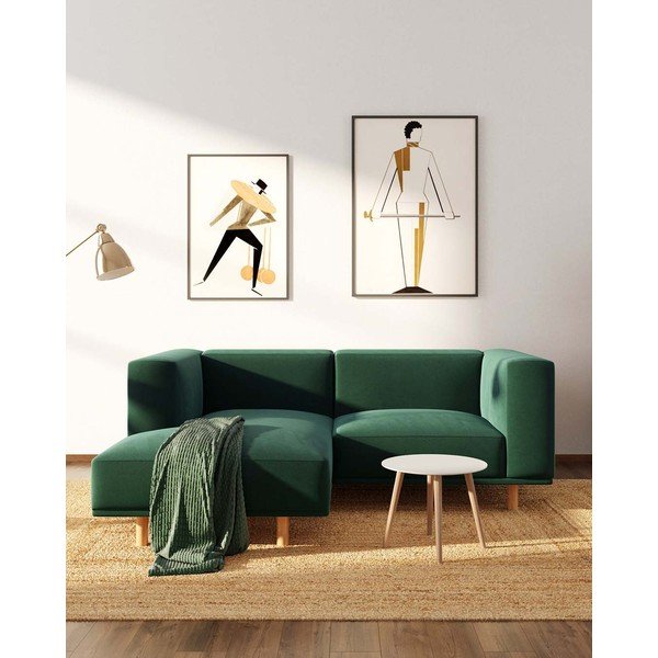 Temno zelena žametna kotna sedežna garnitura (z levim kotom) Kukumo – Ame Yens-image-1