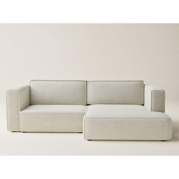 Kremno bela raztegljiva/s prostorom za shranjevanje kotna sedežna garnitura iz šenilje (desni kot/z ležalnikom) Velto – Maison de Rêve-image-2