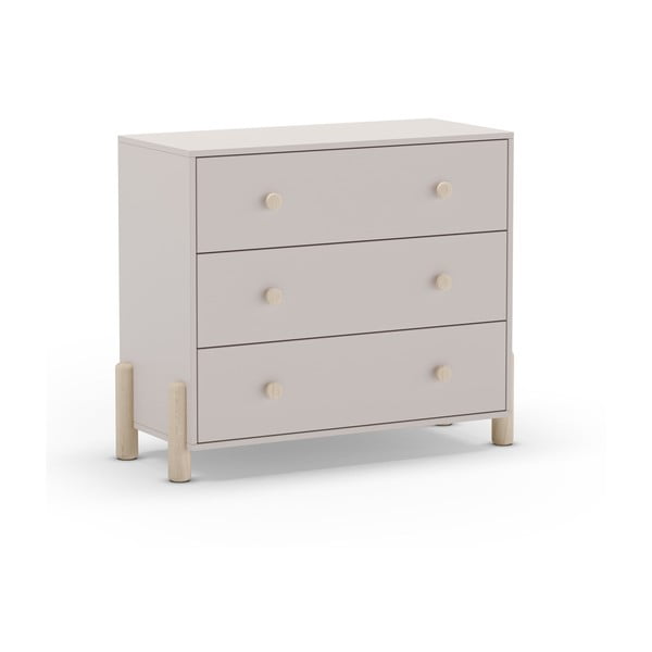 Kremno bela nizka otroška komoda iz masivnega bora 90x80 cm Enola – Marckeric-image-3