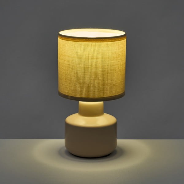 Bež keramična namizna svetilka s tekstilnim senčnikom (višina 22 cm) – Casa Selección-image-1