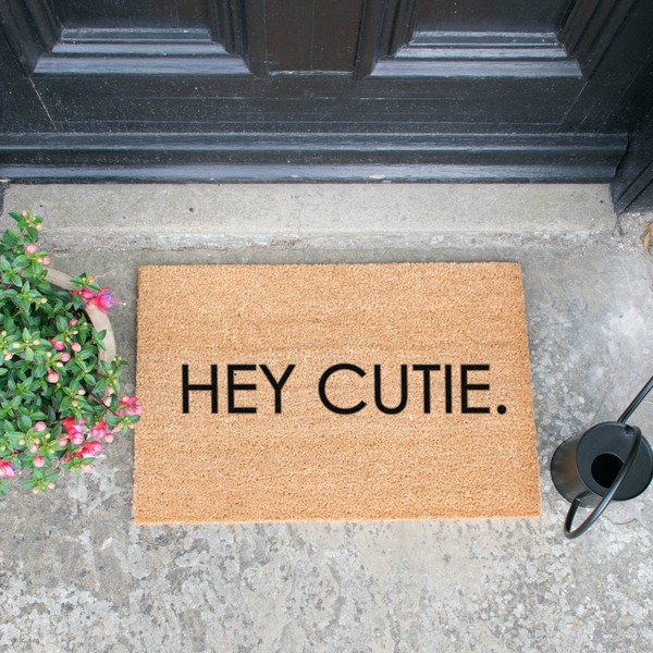 Predpražnik iz naravnih kokosovih vlaken Artsy Doormats Hey Cutie, 40 x 60 cm-image-1