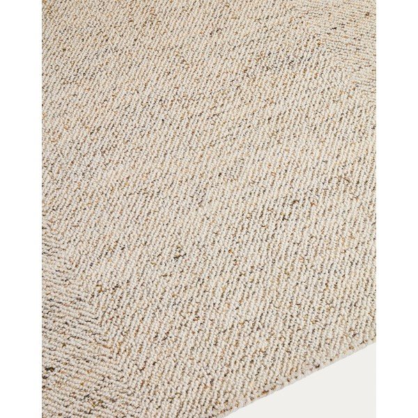 Kremno bela ročno tkana volnena preproga 160x230 cm Lenuo – Kave Home-image-2