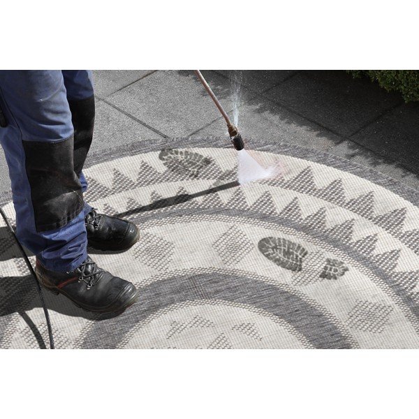 Siva in krem preproga za zunanjo uporabo NORTHRUGS Jamaica, ⌀ 140 cm-image-1