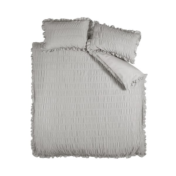 Siva enojna posteljnina iz krepa 135x200 cm Seersucker Frill – Catherine Lansfield