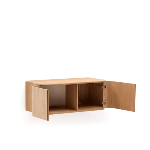 Stenska omarica za pod umivalnik v jesenovem dekorju v naravni barvi 90x35 cm Salaya – Kave Home-image-2