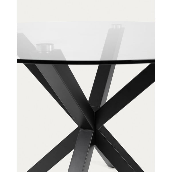 Črna okrogla mizica s stekleno mizno ploščo ø 82 cm Argo – Kave Home-image-3