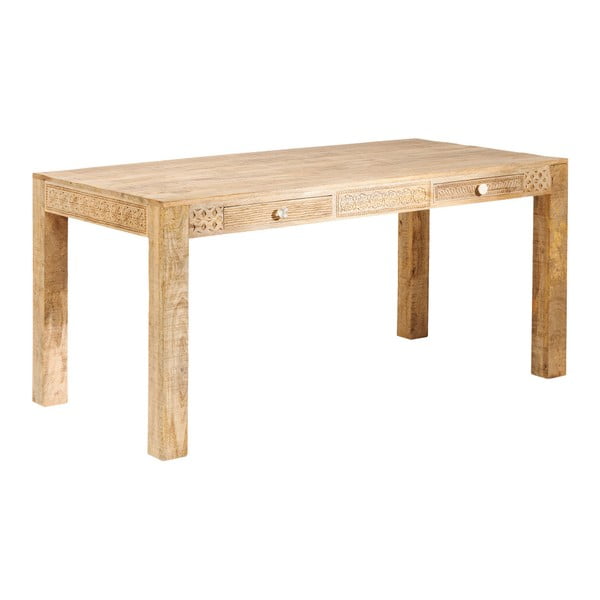 Jedilna miza z 2 predaloma in ročno izrezljanimi detajli Kare Design Puro, dolžina 180 cm