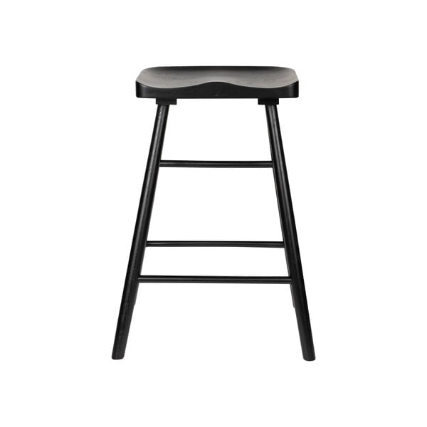 Črn barski stol iz masivnega hrasta 64 cm Vander – White Label