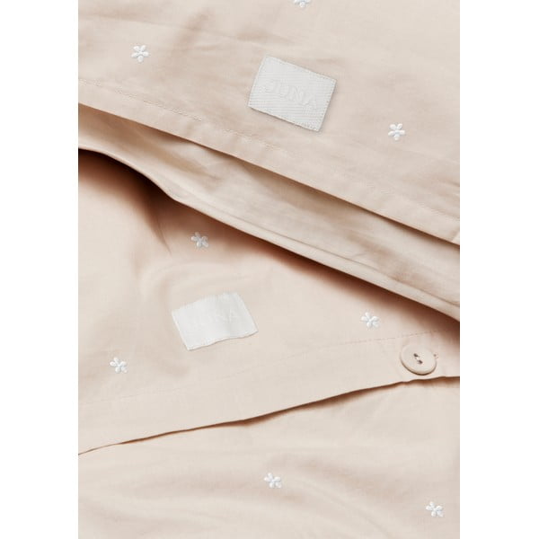 Bež enojna posteljnina iz bombažnega perkala 140x200 cm Daisy – JUNA-image-3
