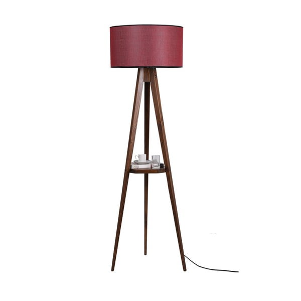 Rdeča/rjava stoječa svetilka s tekstilnim senčilom (višina 153 cm) Sehbalı Tripod – Opviq lights
