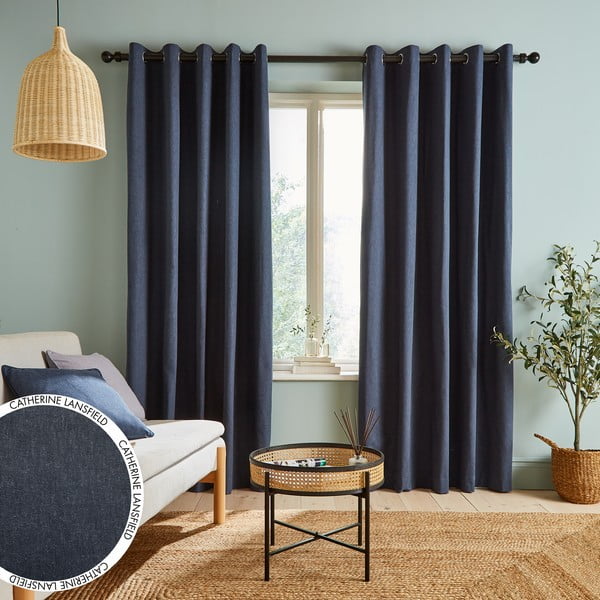 Modre zavese v kompletu 2 kos 183x168 cm Chambray - Catherine Lansfield-image-2